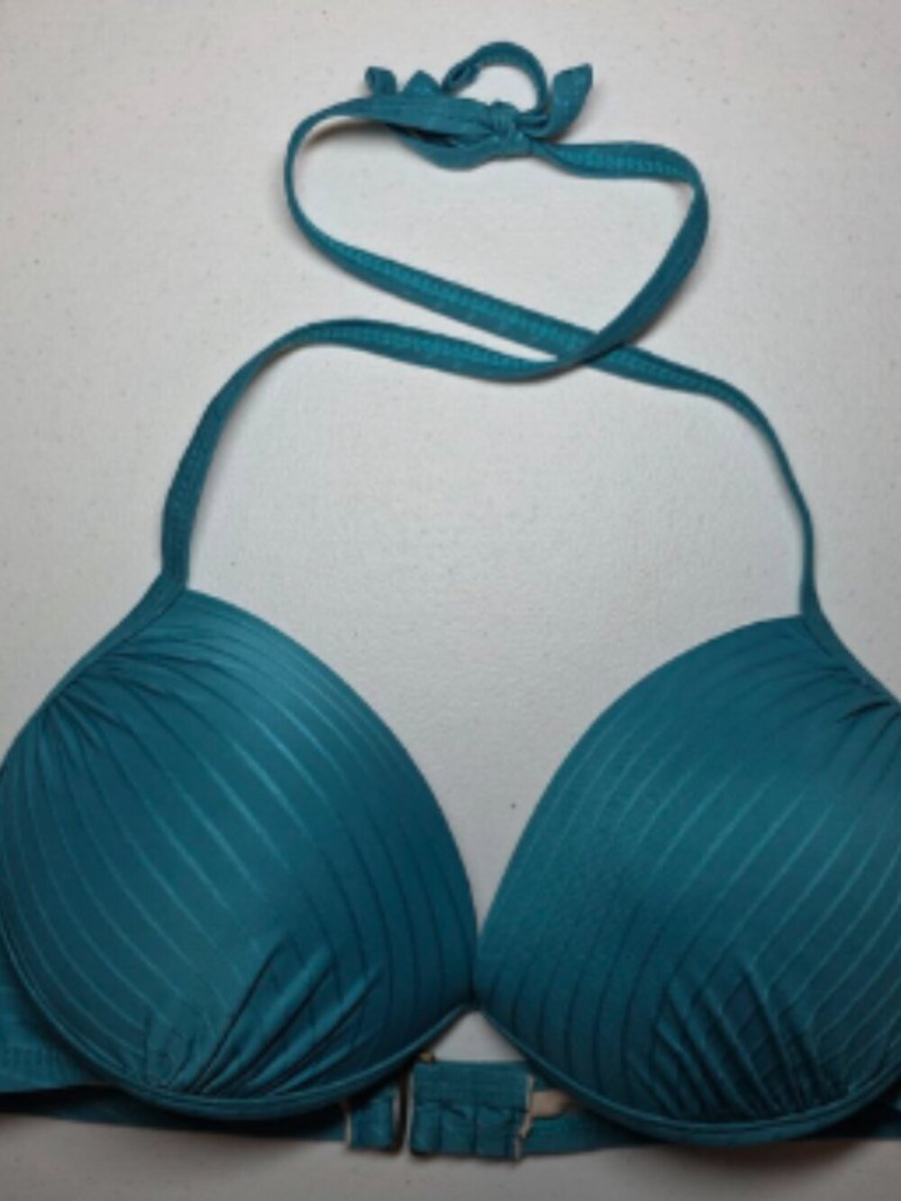 Mynah Teal Molded Push Up Halter Bikini Top Medium NWT Resort Swim